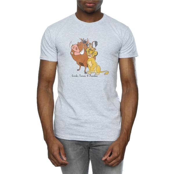 The Lion King Mens Classic Simba Timon & Pumba Heather T-Shirt