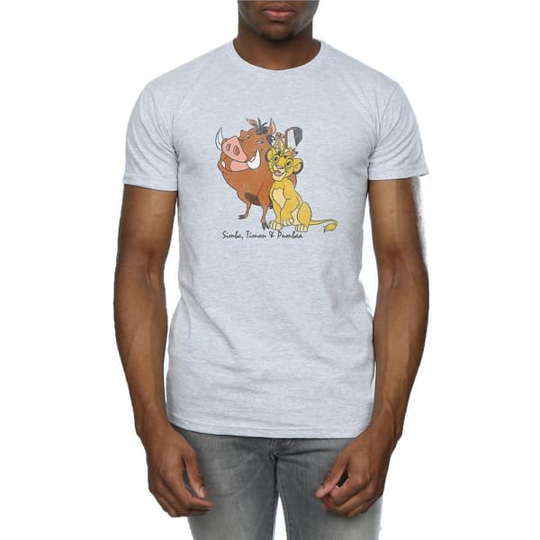 The Lion King Mens Classic Simba Timon & Pumba Heather T-Shirt