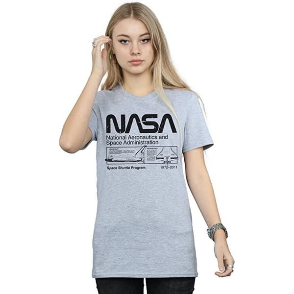 NASA Womens/Ladies Classic Space Shuttle Boyfriend T-Shirt