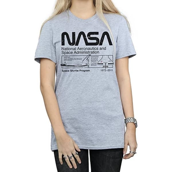 NASA Dam/Tjej - Klassisk rymdfärja - Boyfriend-T-shirt Sports Grey M