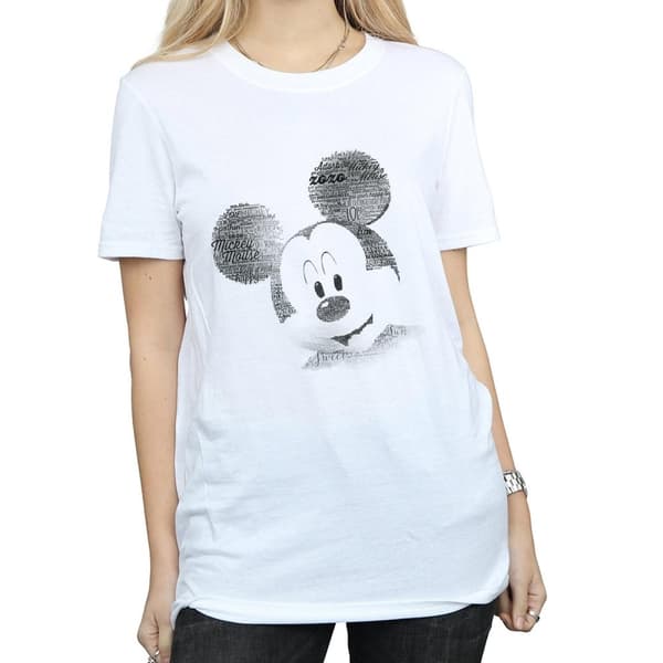Disney Dam/dam Musse Pigg ansikte bomull boyfriend t-shirt