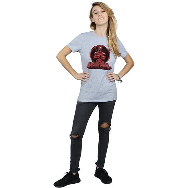 Deadpool Dam/dam Arms korsad logotyp Boyfriend T-shirt