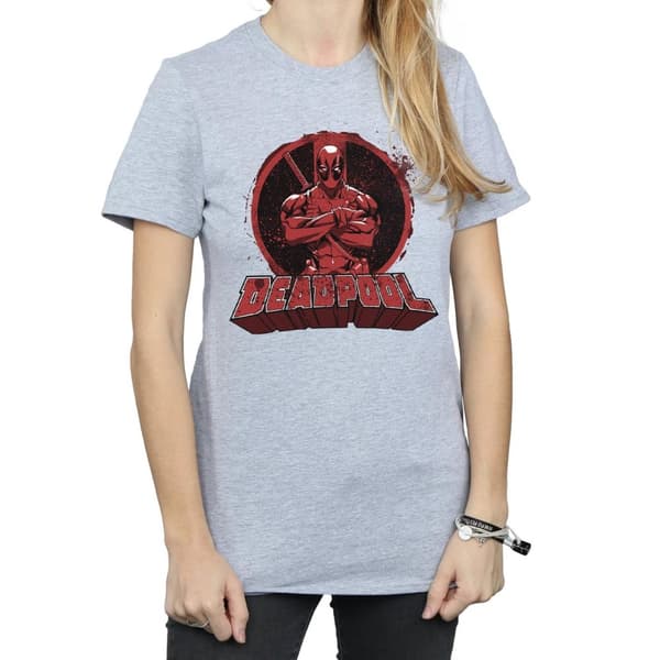 Deadpool Dam/dam Arms korsad logotyp Boyfriend T-shirt