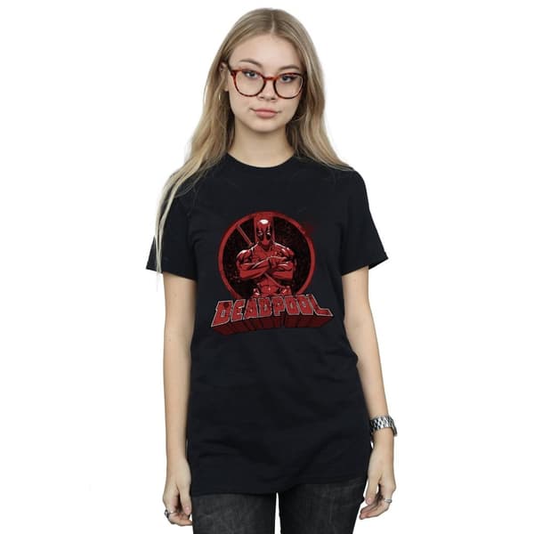 Deadpool Dam/dam Arms korsad logotyp Boyfriend T-shirt