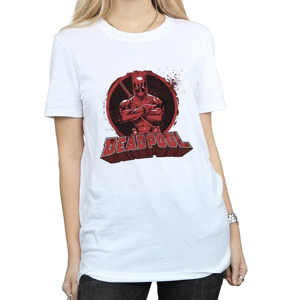 Deadpool Dam/dam Arms korsad logotyp Boyfriend T-shirt