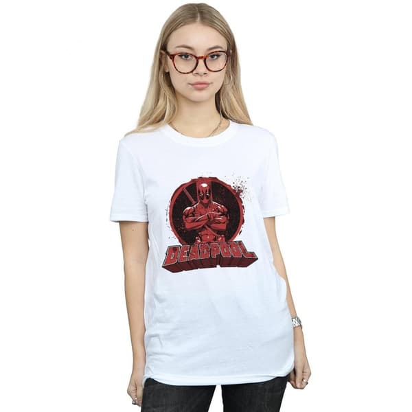 Deadpool Dam/dam Arms korsad logotyp Boyfriend T-shirt