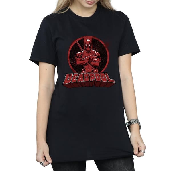 Deadpool Dam/dam Arms korsad logotyp Boyfriend T-shirt