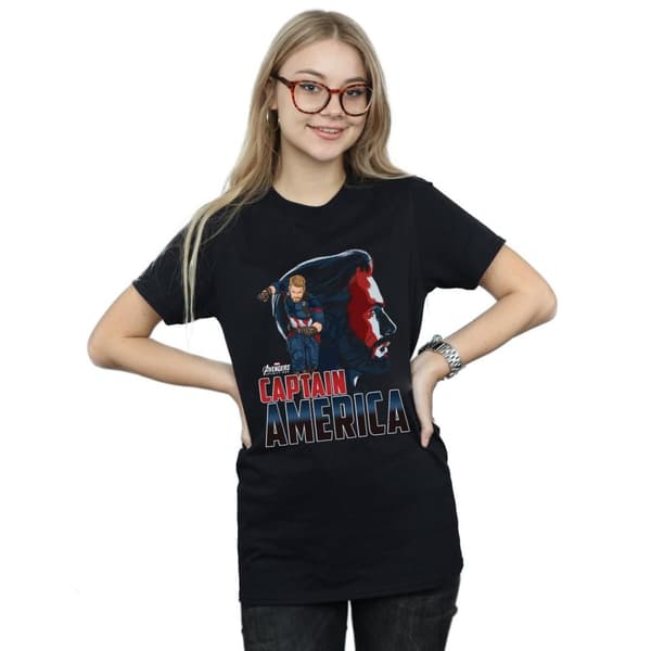 Avengers Infinity War Dam/dam Captain America Boyfriend T-shirt i bomull