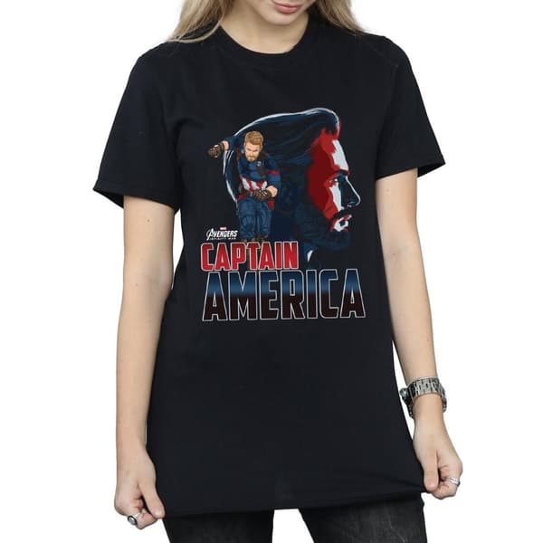Avengers Infinity War Dam/dam Captain America Boyfriend T-shirt i bomull