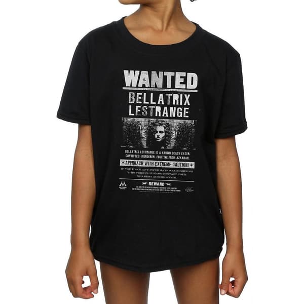 Harry Potter Girls Bellatrix Lestrange Wanted Poster Cotton T-Shirt