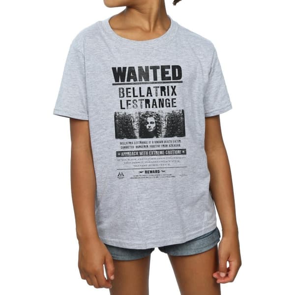Harry Potter Girls Bellatrix Lestrange Wanted Poster Cotton T-Shirt