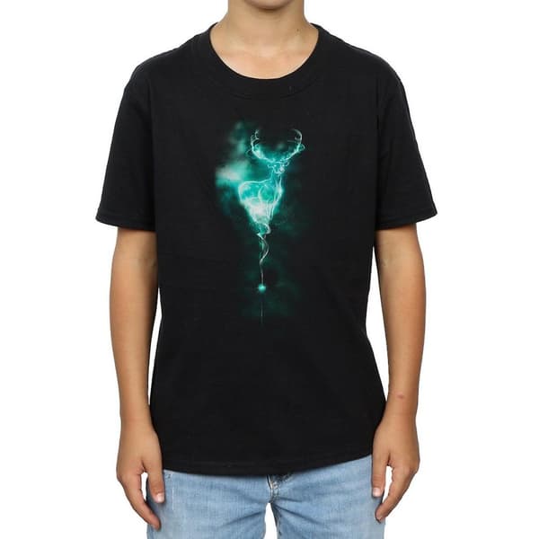 Harry Potter Boys Patronus Stag Cotton T-Shirt Black 7-8 Years