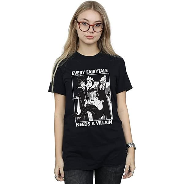 Disney Womens/Ladies Every Fairy Tale Needs A Villain Cotton Boyfriend T-Shirt