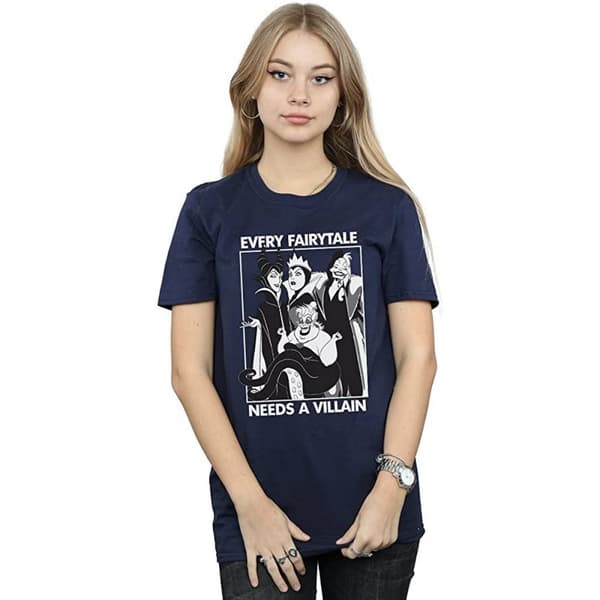 Disney Womens/Ladies Every Fairy Tale Needs A Villain Cotton Boyfriend T-Shirt