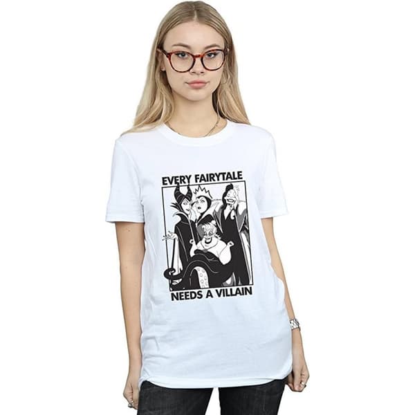 Disney Womens/Ladies Every Fairy Tale Needs A Villain Cotton Boyfriend T-Shirt