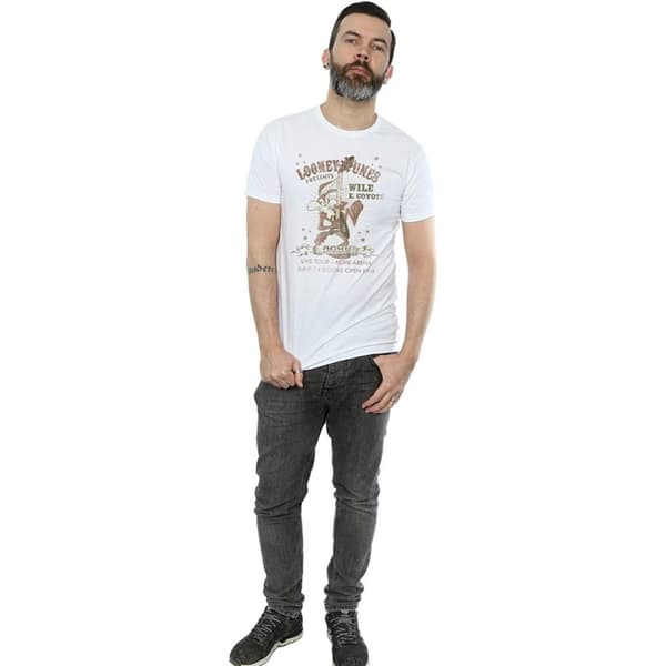 Looney Tunes Mens Wile E Coyote Guitar Cotton T-Shirt