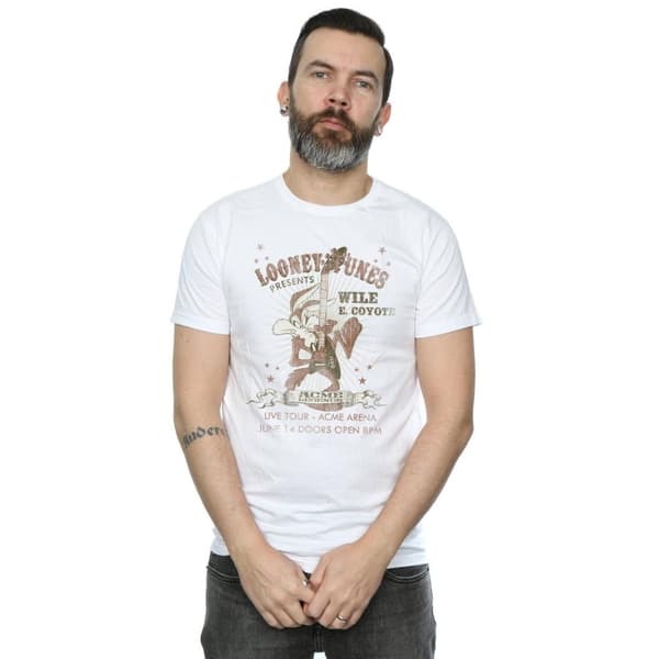 Looney Tunes Mens Wile E Coyote Guitar Cotton T-Shirt