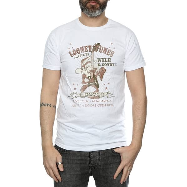 Looney Tunes Mens Wile E Coyote Guitar Cotton T-Shirt