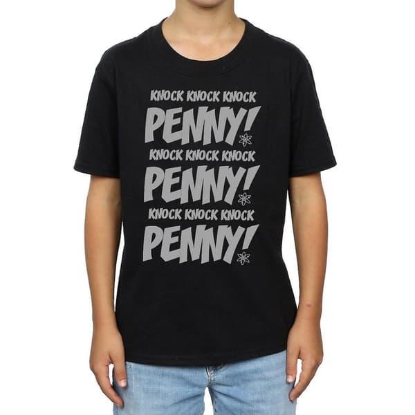 The Big Bang Theory Boys Knock Knock Penny Cotton T-Shirt Black 5-6 Years