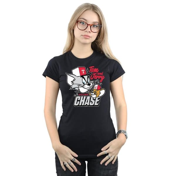 Tom and Jerry Womens/Ladies Cat & Mouse Chase Cotton T-Shirt