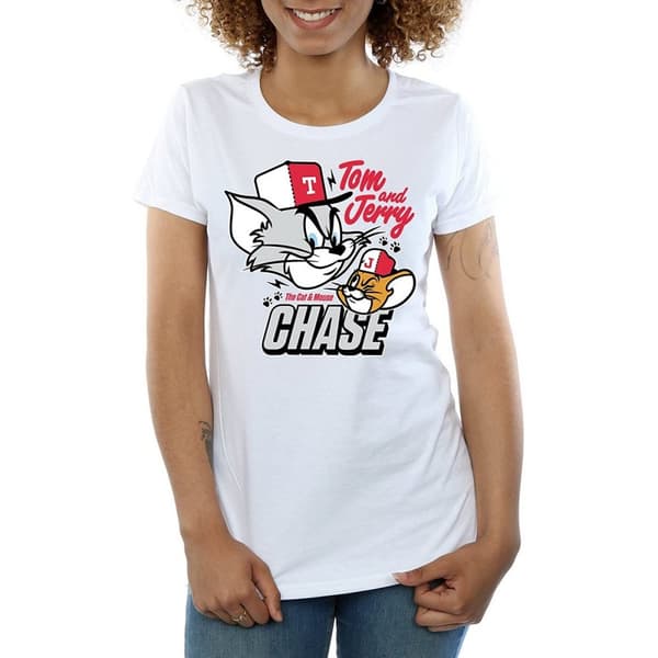 Tom and Jerry Womens/Ladies Cat & Mouse Chase Cotton T-Shirt