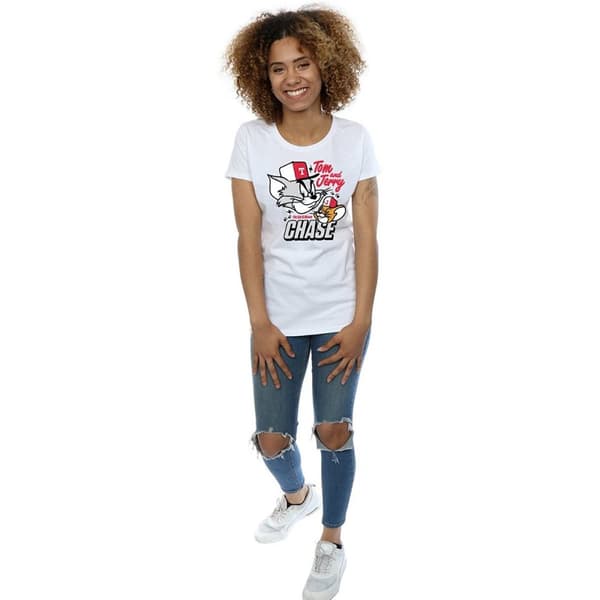 Tom and Jerry Womens/Ladies Cat & Mouse Chase Cotton T-Shirt