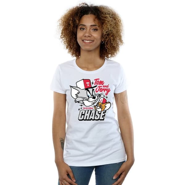 Tom and Jerry Womens/Ladies Cat & Mouse Chase Cotton T-Shirt