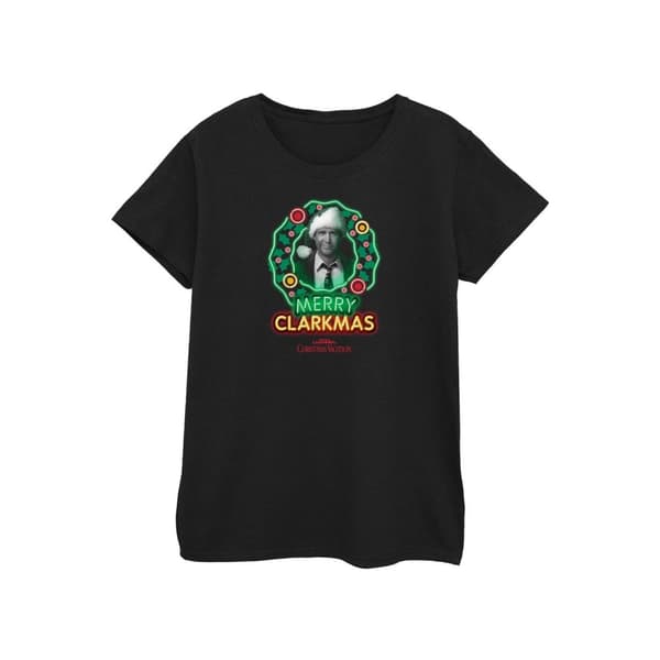 National Lampoon´s Christmas Vacation Gråskala Clarkmas - bomulls-T-shirt för kvinnor/damer