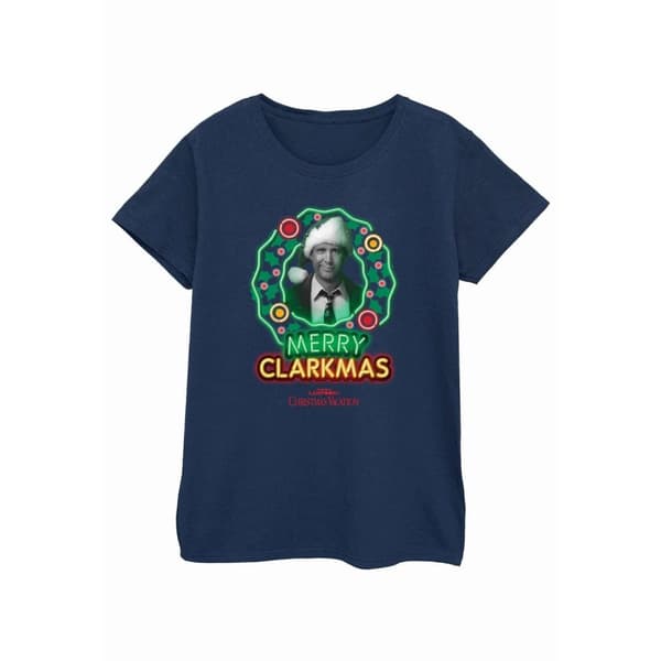 National Lampoon´s Christmas Vacation Gråskala Clarkmas - bomulls-T-shirt för kvinnor/damer