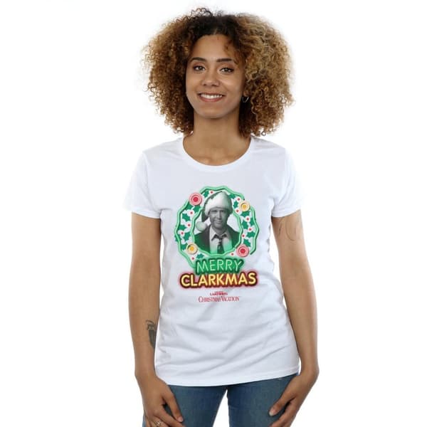 National Lampoon´s Christmas Vacation Gråskala Clarkmas - bomulls-T-shirt för kvinnor/damer