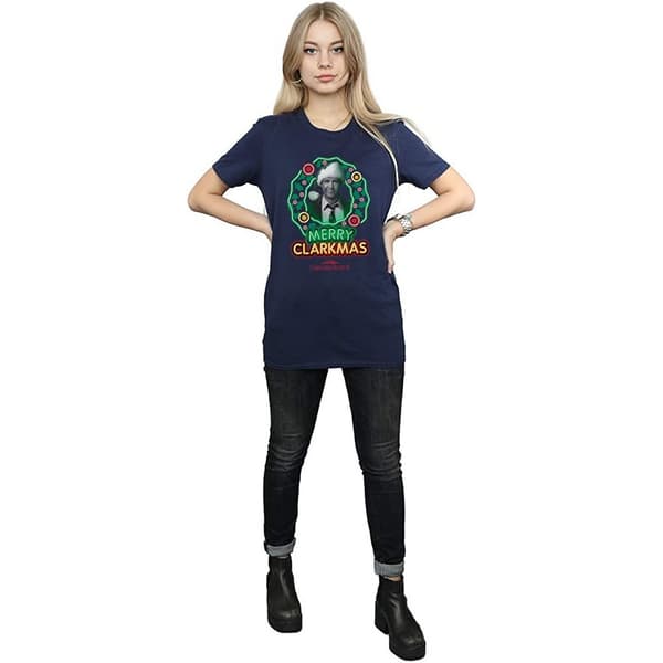 National Lampoon´s Christmas Vacation Gråskala Clarkmas - bomulls-T-shirt för kvinnor/damer