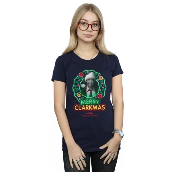 National Lampoon´s Christmas Vacation Gråskala Clarkmas - bomulls-T-shirt för kvinnor/damer