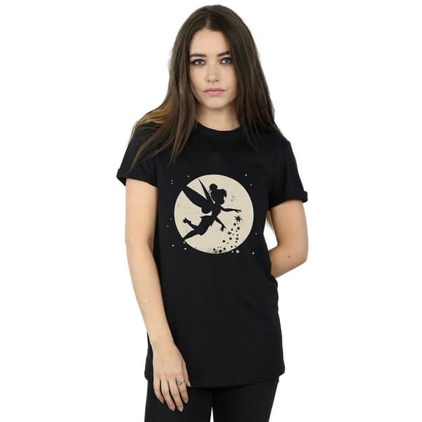 Tinkerbell Dam/Tjej Moon Bomull Boyfriend Crop T-shirt