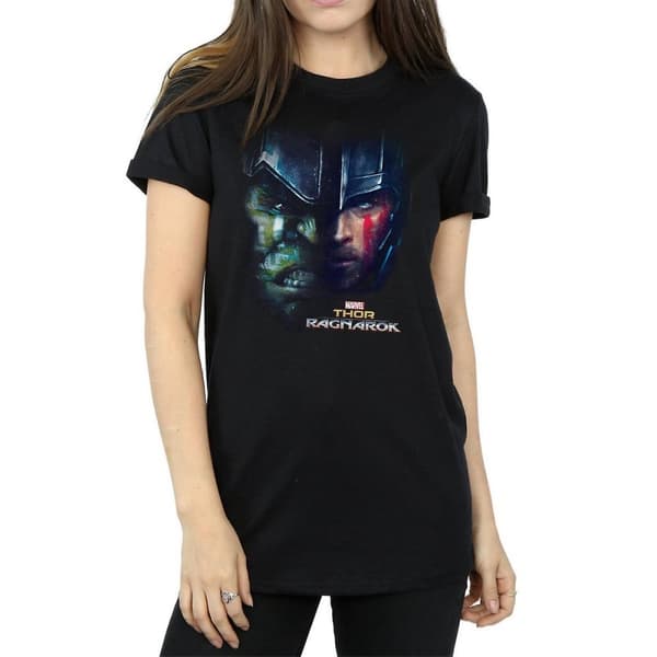 Thor: Ragnarok Dam/Hulk - Boyfriend-t-shirt i bomull med delat ansikte