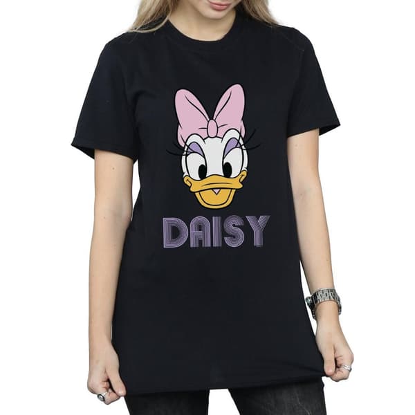 Disney Womens/Ladies Daisy Duck Face Cotton Boyfriend T-Shirt