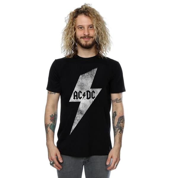 AC/DC Bomulls-T-shirt med blixtar för herrar