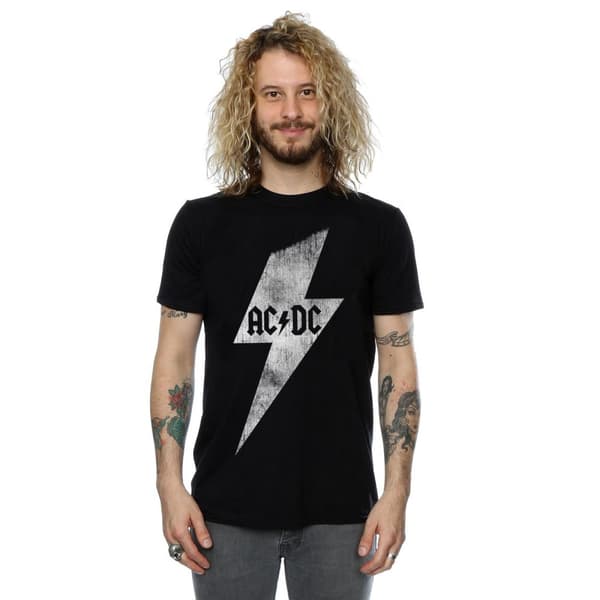 AC/DC Bomulls-T-shirt med blixtar för herrar
