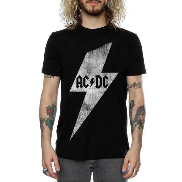 AC/DC Bomulls-T-shirt med blixtar för herrar