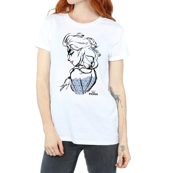 Frozen Womens/Ladies Elsa Sketch Cotton Boyfriend T-Shirt