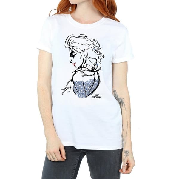 Frozen Womens/Ladies Elsa Sketch Cotton Boyfriend T-Shirt