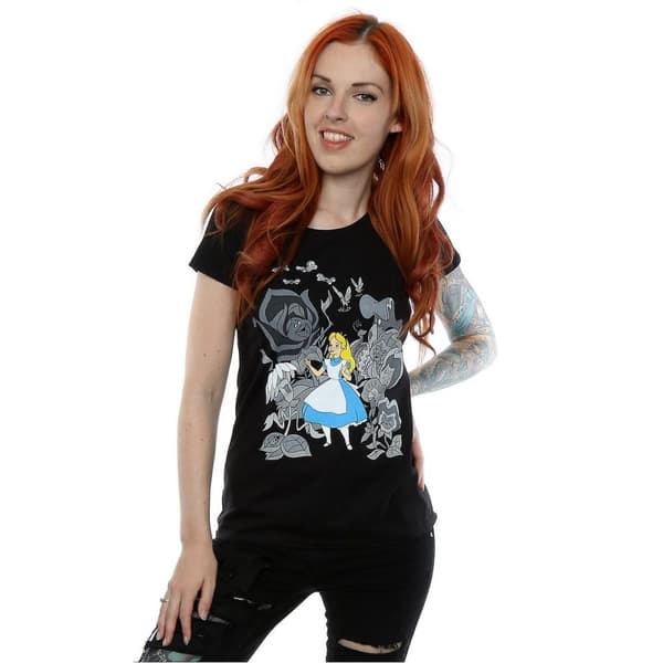 Alice In Wonderland T-shirt i bomull med blommor för damer/damer