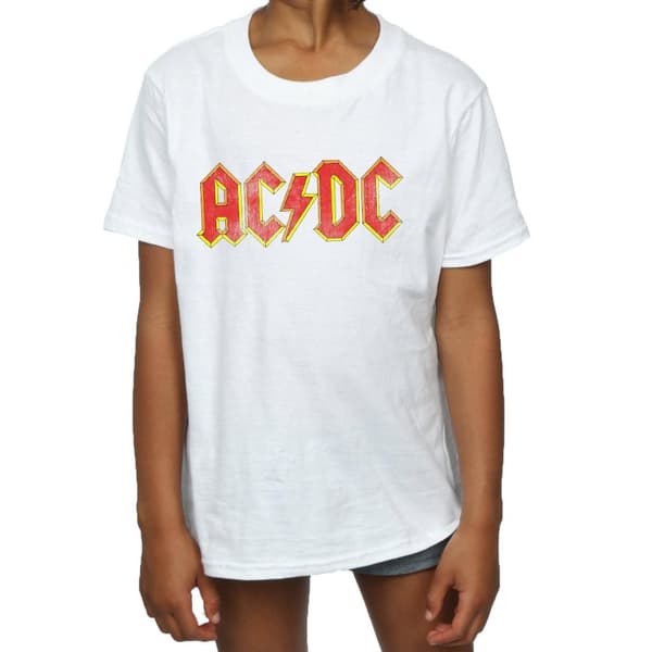 AC/DC T-shirt i bomull med distressed logotyp för flickor