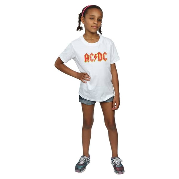 AC/DC T-shirt i bomull med distressed logotyp för flickor