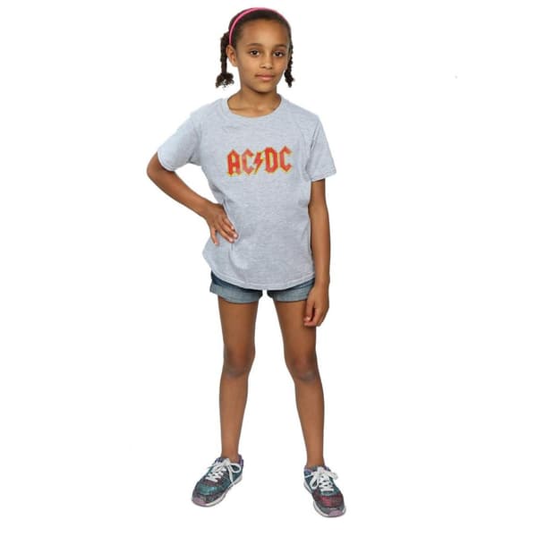 AC/DC T-shirt i bomull med distressed logotyp för flickor