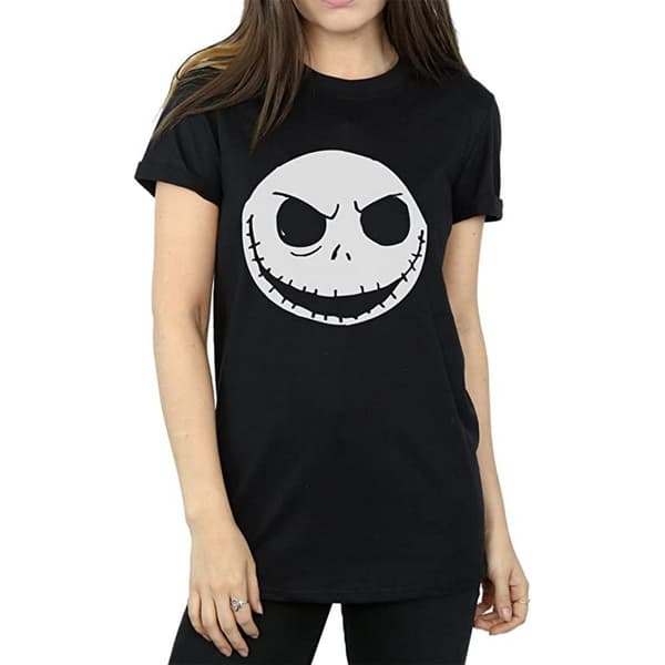 Nightmare Before Christmas Dam/Tjej Jack Skellington ansikte bomulls t-shirt