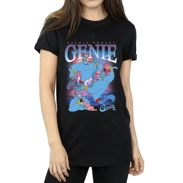 Aladdin Dam/Tjej Genie Montage Bomull Boyfriend T-shirt