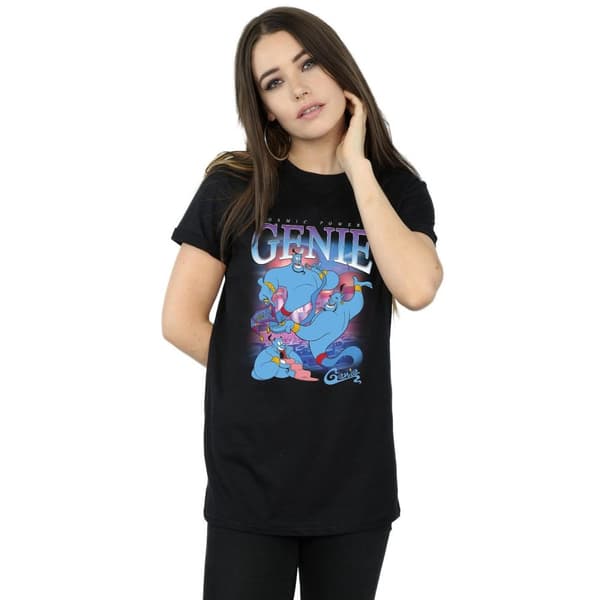 Aladdin Dam/Tjej Genie Montage Bomull Boyfriend T-shirt