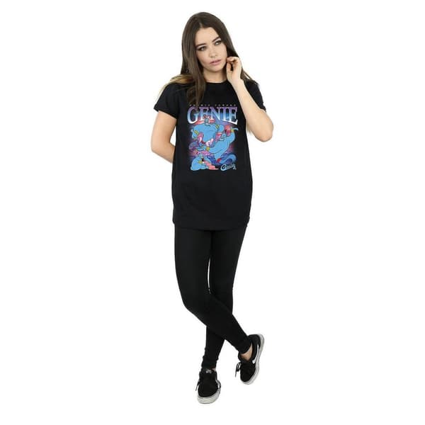 Aladdin Dam/Tjej Genie Montage Bomull Boyfriend T-shirt