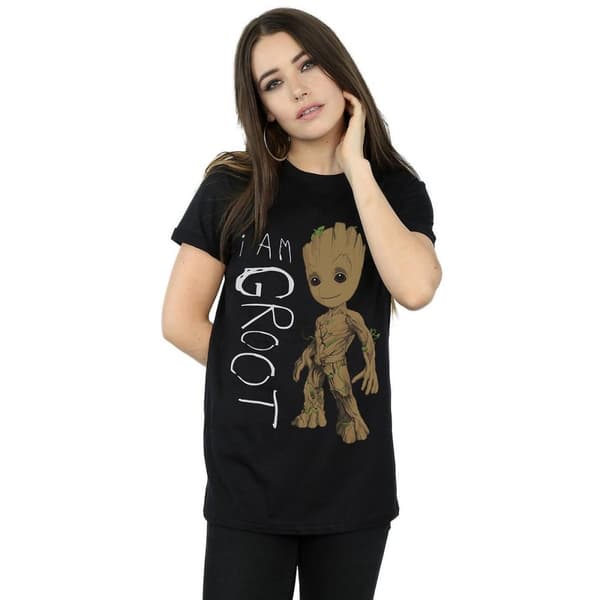 Guardians Of The Galaxy Womens/Ladies I Am Groot Scribble Boyfriend T-Shirt