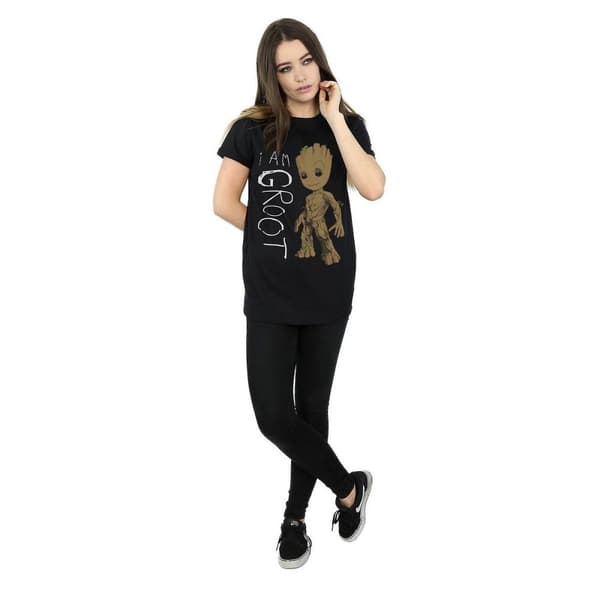 Guardians Of The Galaxy Womens/Ladies I Am Groot Scribble Boyfriend T-Shirt